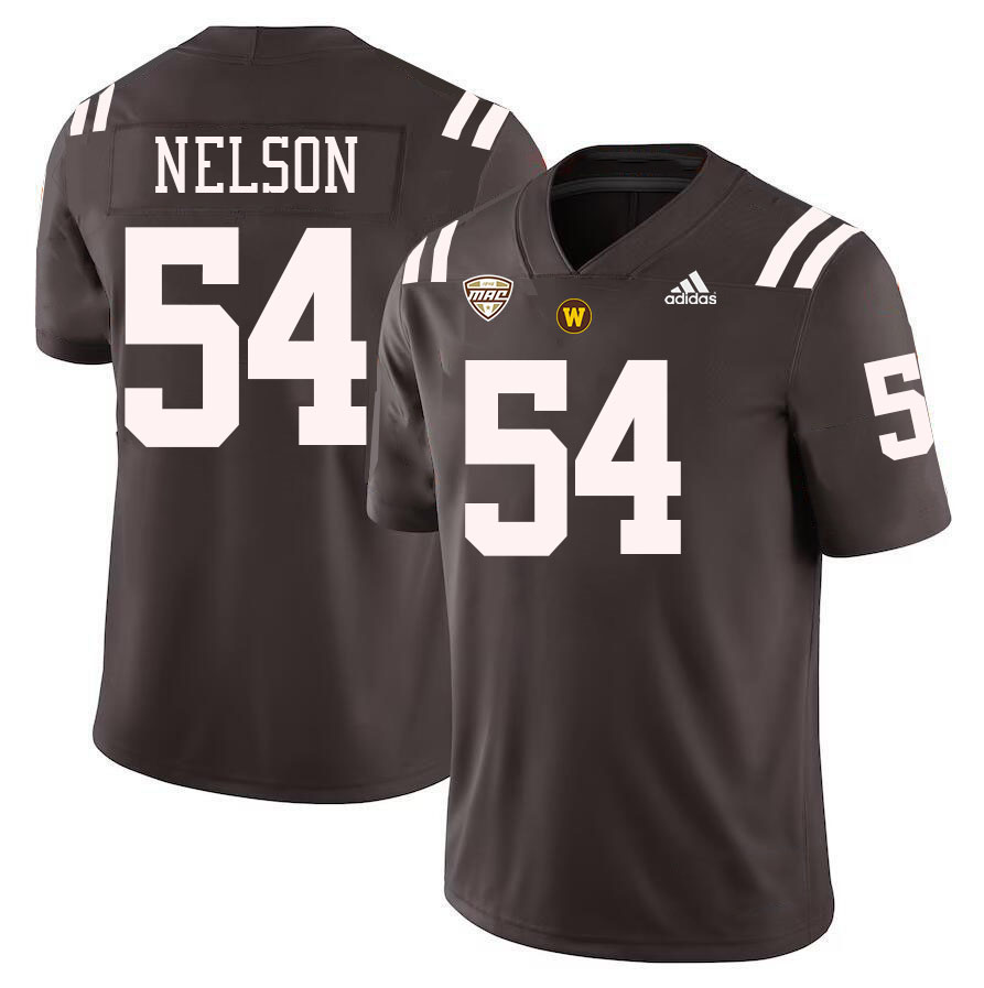 #54 Mason Nelson Western Michigan Broncos College Football Jerseys Stitched-Brown